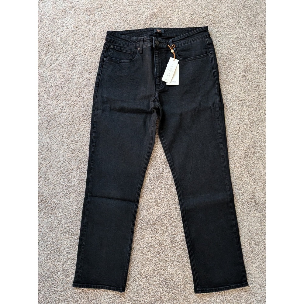 NWT Quince Warren Stretch Straight Jeans Mens 34x30 Organic Cotton Black